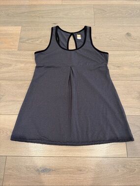 LUCY‎ Gray Black Active Yoga Keyhole Back Workout Gym Barre Tank Top Size Large